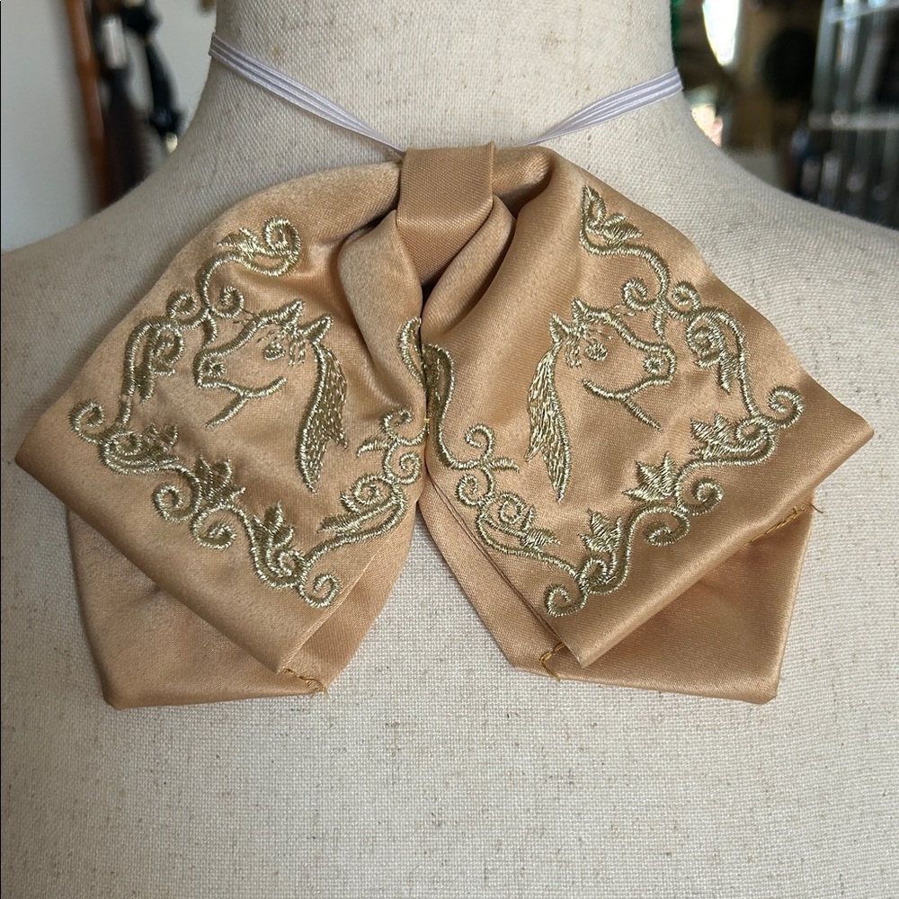 Equestrian Gold Embroidered Bow Tie View 2